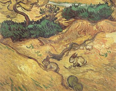 Vincent Van Gogh Field with Two Rabbits (nn04) Norge oil painting art